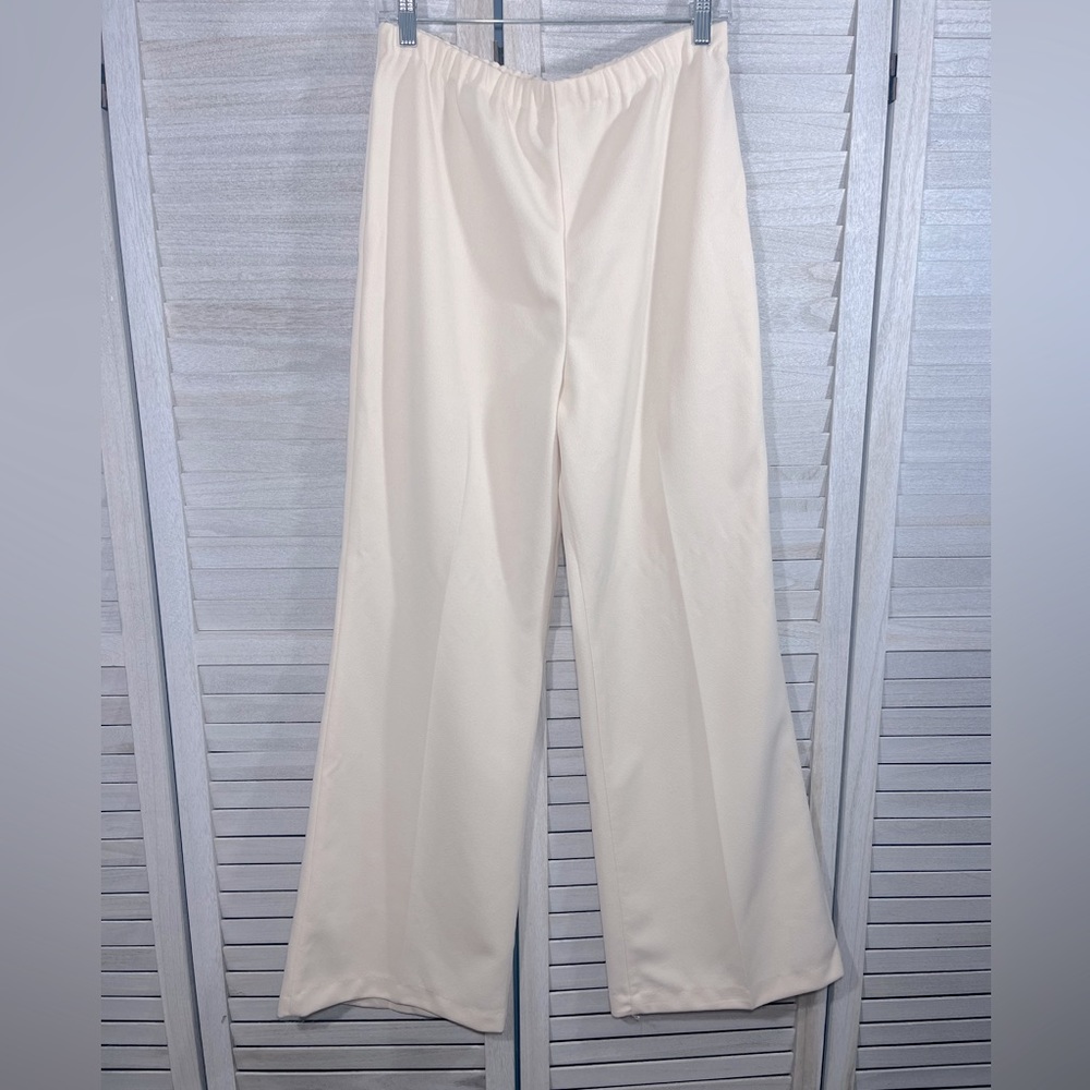 PRIVATE LABEL (New York) Vintage Pull On Dress Pants w Flared Bottom Cream-16